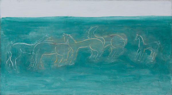 5、常玉《草原上的马群》