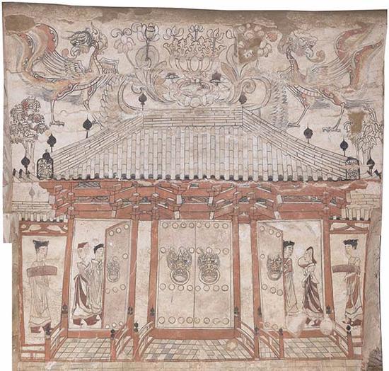 忻州九原岗墓道北壁，北朝，泥质，山西博物院藏