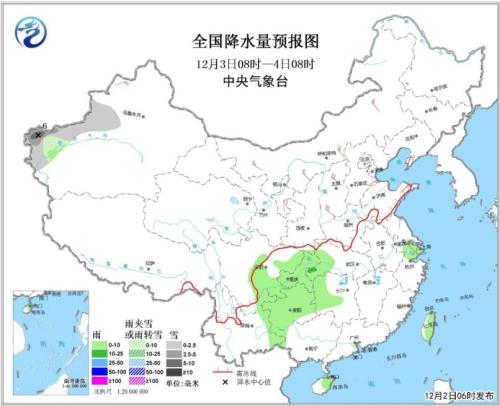 全国降水量预报图(3日08时-4日08时) 点击进入下一页