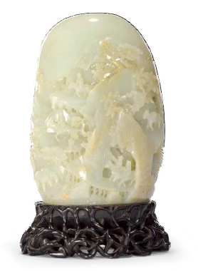 清乾隆 白玉溪山行旅图山子