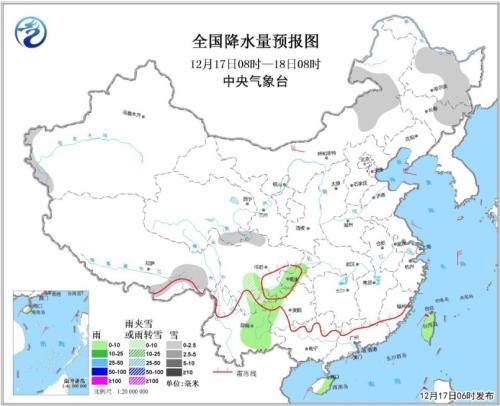 全国降水量预报图(17日08时-18日08时) 点击进入下一页