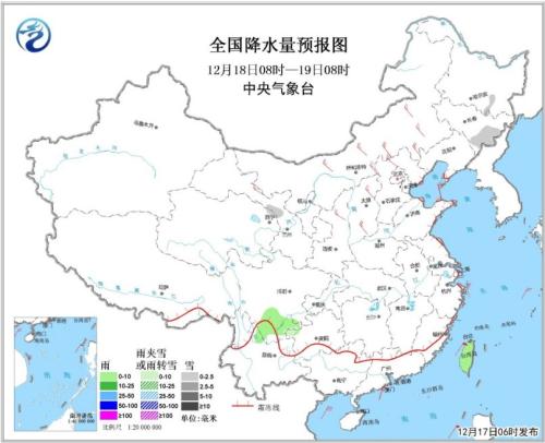 全国降水量预报图(18日08时-19日08时) 点击进入下一页