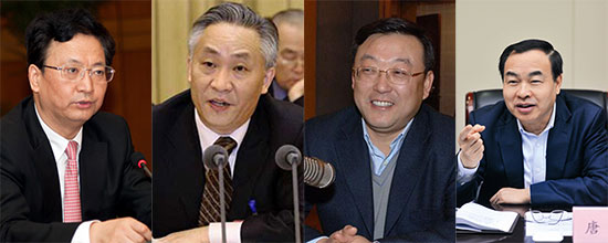 从左往右：景俊海、张国清、唐登杰、唐良智