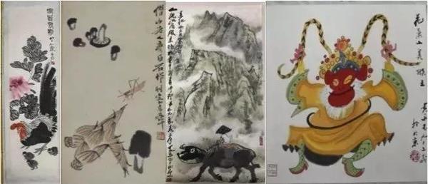 ▲在董某辉、曹某东等7名送拍人及多名买受人处扣押的53幅字画。