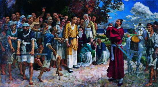 徐悲鸿，《田横五百士》，布面油画，197cmx349cm，1930，徐悲鸿纪念馆藏