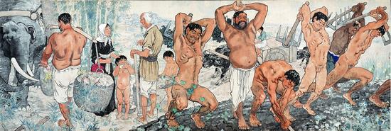 徐悲鸿，《愚公移山》，纸本设色，144cmx421cm，1940，徐悲鸿纪念馆藏