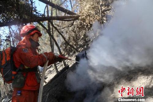 森警官兵正在全力扑灭森火?！⊙羁』?摄