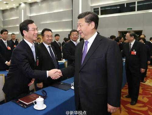 2016年3月4日下午，习近平看望出席全国政协十二届四次会议民建、工商联界委员并参加联组讨论。