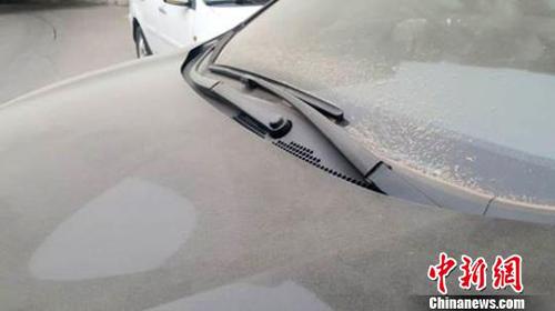 图为酒泉市城区被沙尘覆盖的车辆?！〕笪?摄