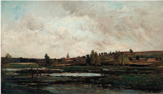 (法)查理·弗兰斯瓦·杜比尼 弗农郊外景色 38×67.5cm 布面油画 1875年