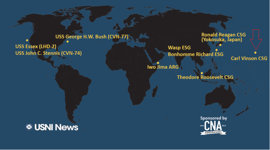 点击查看大图 美海军宣布第九航母打击大队今日进入南海海域