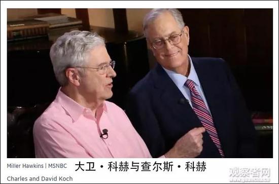 点击查看大图 大卫·科赫(右)和查尔斯·科赫(左)CNBC报道截图