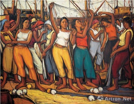 陆琦 渔家女 布面油画 140×180cm 2015年