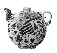 元代景德镇窑青花凤首扁壶    首都博物馆藏     元代景德镇窑青花凤首扁壶    首都博物馆藏