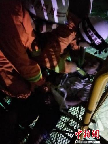 男子心情不好喝醉登40米高塔吊 消防耗时5小时救下