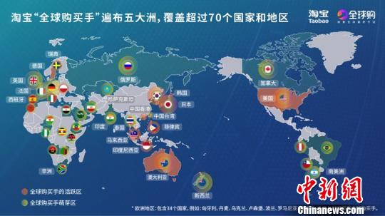 淘宝全球购买手分布图。供图 摄