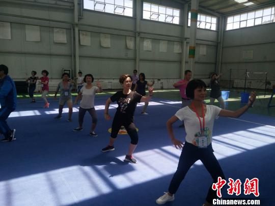 海外华文教师体验太极拳。图片由宁夏自治区外(侨)办提供。宁夏自治区外(侨)办 摄
