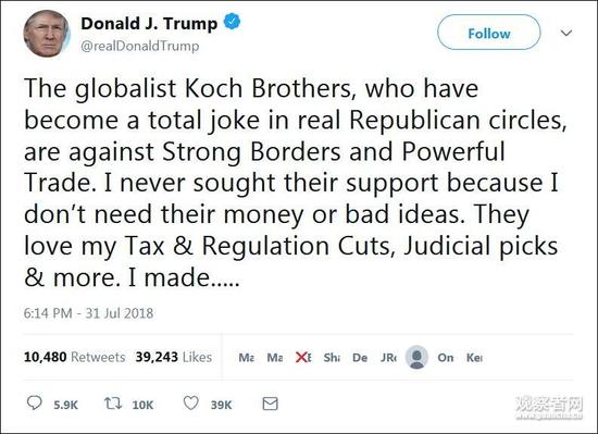 点击查看大图 共和党金主发出断粮倒戈威胁 特朗普:我不是傀儡