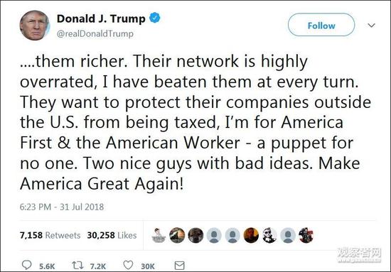 点击查看大图 共和党金主发出断粮倒戈威胁 特朗普:我不是傀儡