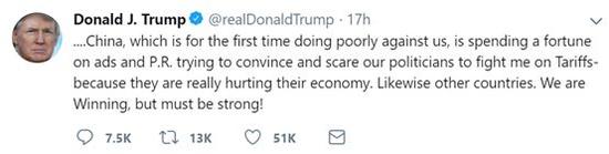 特朗普推特称我已经重伤中国 美国专家却这么说