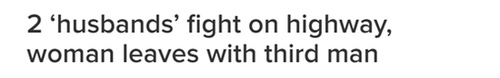 印度两男子为女子高速上打架 女子却和另一人私奔