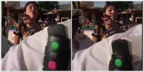 夫妻在迪士尼顺走别人童车:要放包 有孩子了不起啊