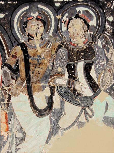 李佛 临摹克孜尔石窟第179窟《善爱乾达婆王》 147×80cm