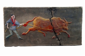 南朝刘宋墓彩绘牵?；褡? 南阳博物馆藏