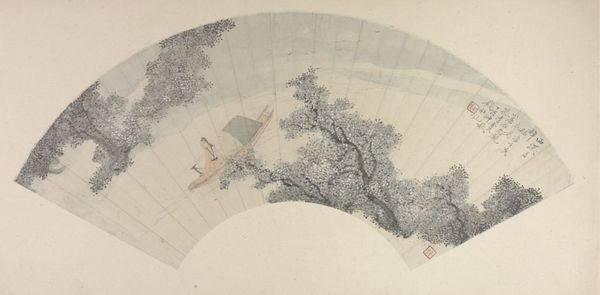 《西溪月棹图》扇页，清，钱杜绘，纸本，设色