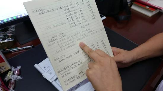 刘娜桌上放了十几本详细记录简牍处理进程的本子