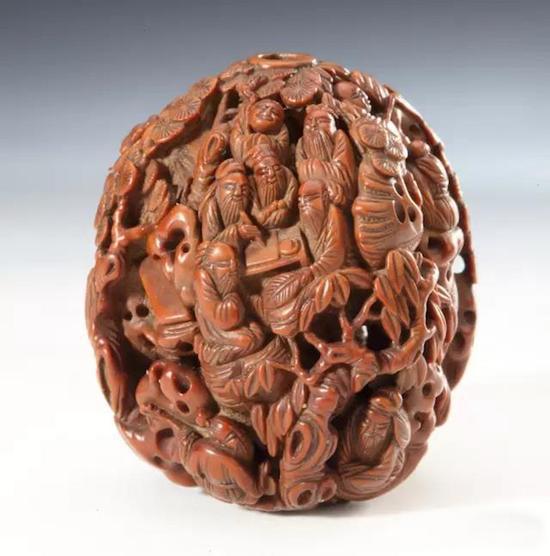 清 “杨芝山”款 西园雅集图核雕  无锡博物馆藏