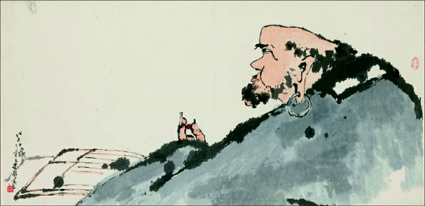 《读经僧》68cm×136cm中国美术馆藏    潘天寿  作 《读经僧》68cm×136cm中国美术馆藏    潘天寿  作