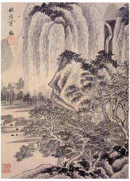 清 王鉴 《仿古山水册页》之一  1656年