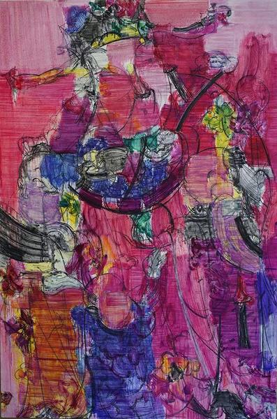 顾黎明，福禄寿，195×140cm，布面油彩，2015