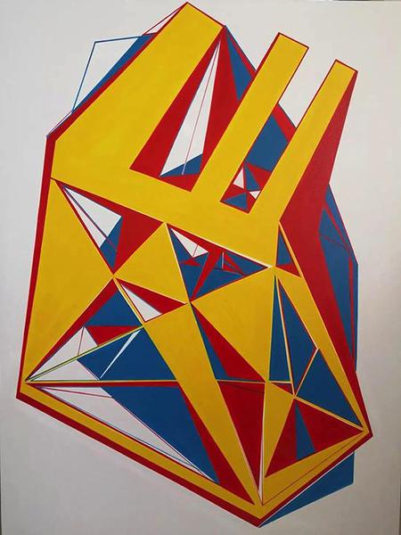 李宏，交错系列之五，120×90cm，布面丙烯，2017