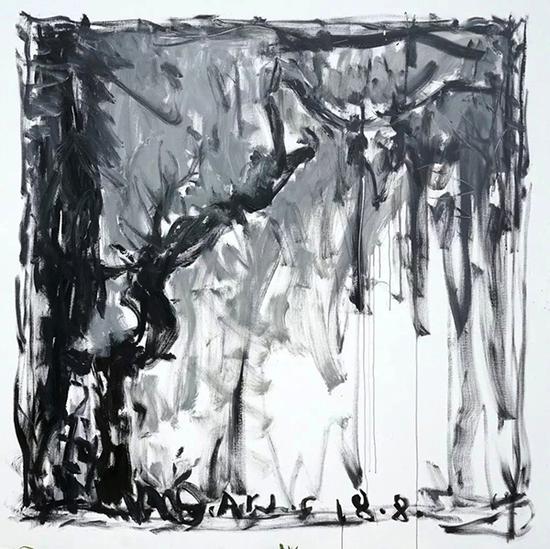 颜鸿，风景3，布面丙烯，220×220cm 2018