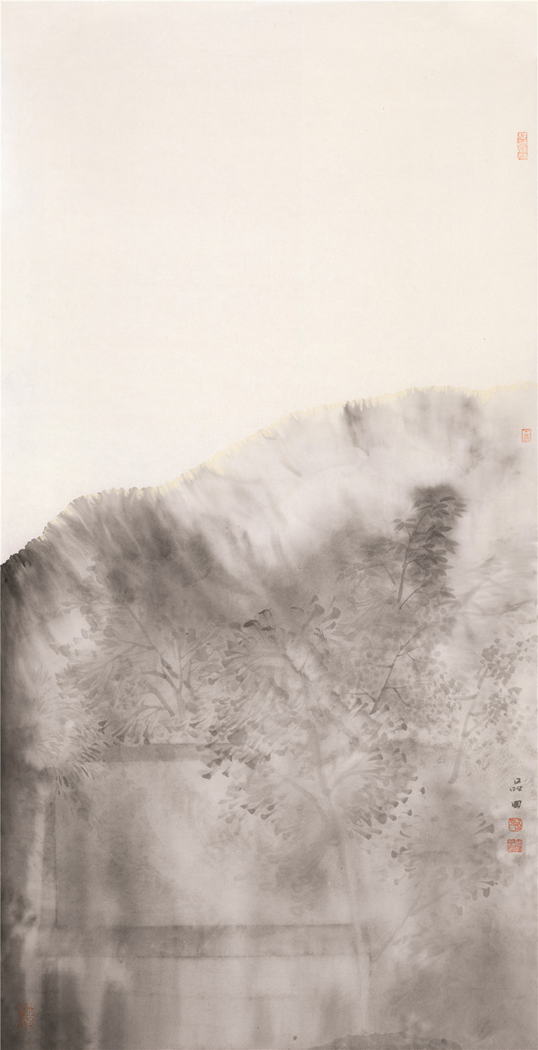 42·庭院春熙 纸本水墨 138×69厘米 2017 42·庭院春熙 纸本水墨 138×69厘米 2017