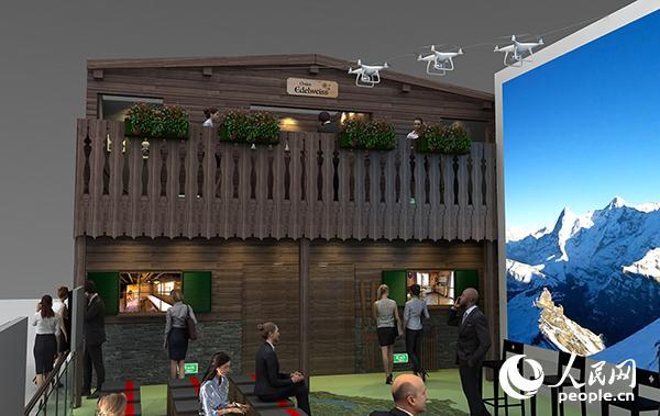 进博会瑞士国家馆小木屋立面效果图。瑞士驻华使馆供图