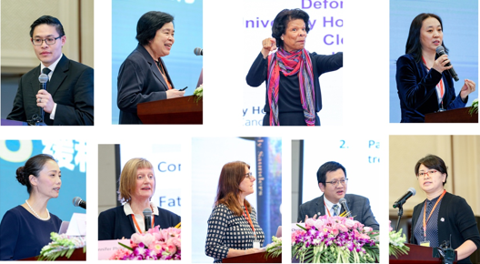 上排演讲嘉宾从左至右依次为：Wai Kit David, Hui、赵可式、Deforia Lorraine Lane、唐丽丽