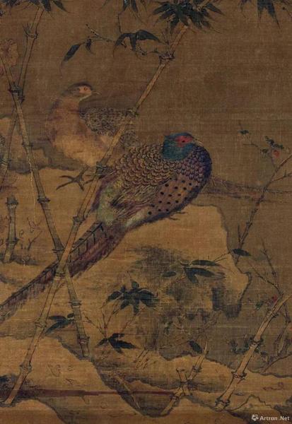 《翠竹翎毛图》局部