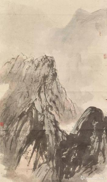 拍品编号1288 傅抱石《华岳群秀》设色纸本 镜框