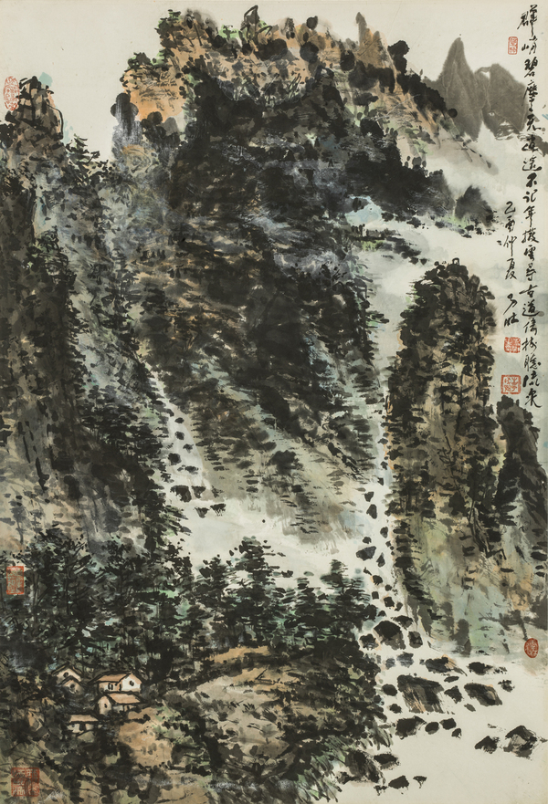 《峭壁奔泉》  王乃壮  当代