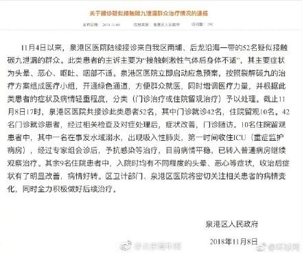 碳九泄漏发布通报 碳九泄漏发布通报