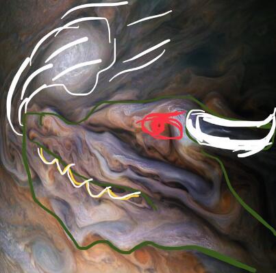 木星漩涡云中拍到神秘生物 网友:我看到了龙