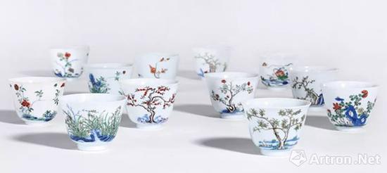 玫茵堂旧藏十二花神杯  北京保利供图