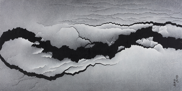 仇德树，裂变 - 太和，122×244cm，宣纸、丙烯、画布，2008