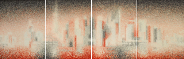 王舒野，上海浦东的时空裸体·即（114），233.7×173.5cm，墨、朱墨、麻纸，2018