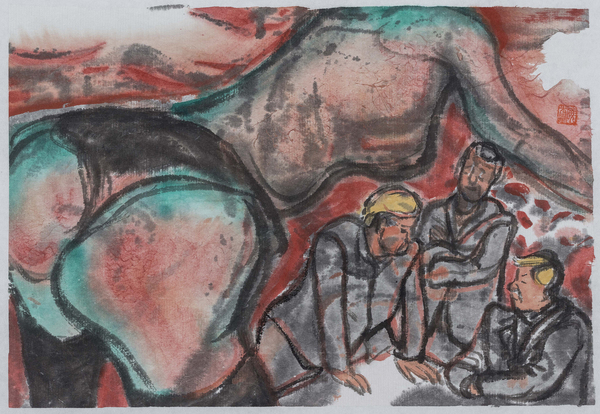 王晓辉，手稿2012-2018系列，14×20cm，纸本水墨设色，2018