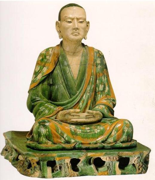 三彩罗汉塑像 辽/金？纳尔逊——阿特金斯博物馆藏