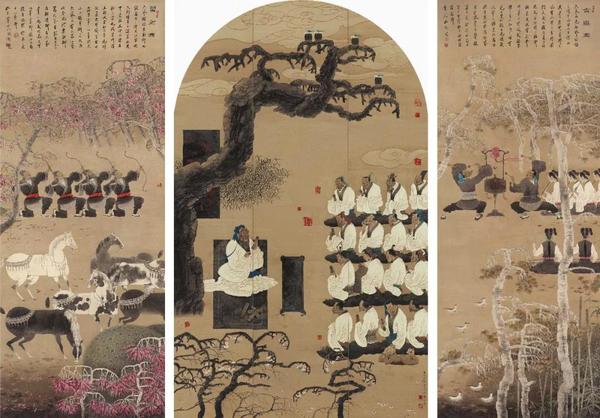 三联画《杏坛讲学》 三联画《杏坛讲学》